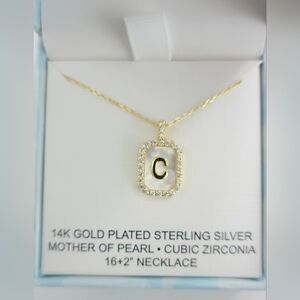 Charlotte & Lexi Letter "C" Necklace, 14K Gold Plated Sterling Silver
